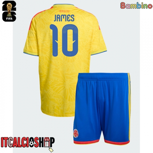 Colombia James Rodriguez #10 Prima Maglia Bambino Mondiali 2026 Manica Corta (+ Pantaloni corti)